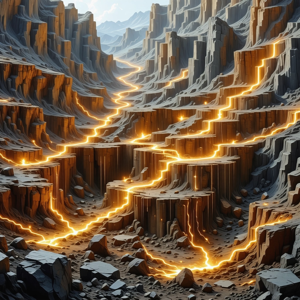 Futuristic gold mining operations with digital supply chain visualization