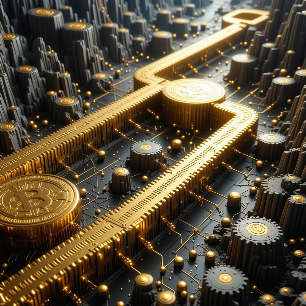 Futuristic gold industry with blockchain and eco mining