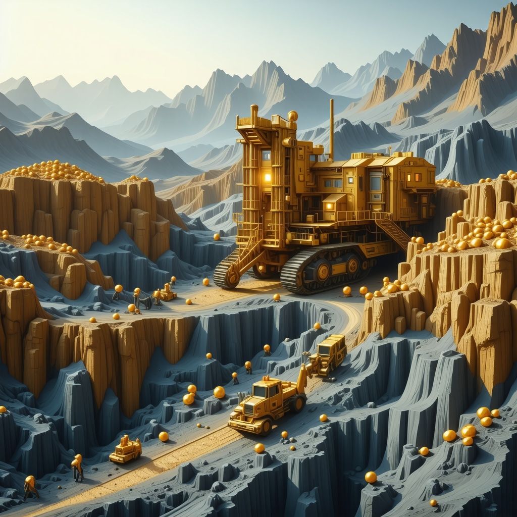 High-tech gold mining operation utilizing AI and blockchain technology