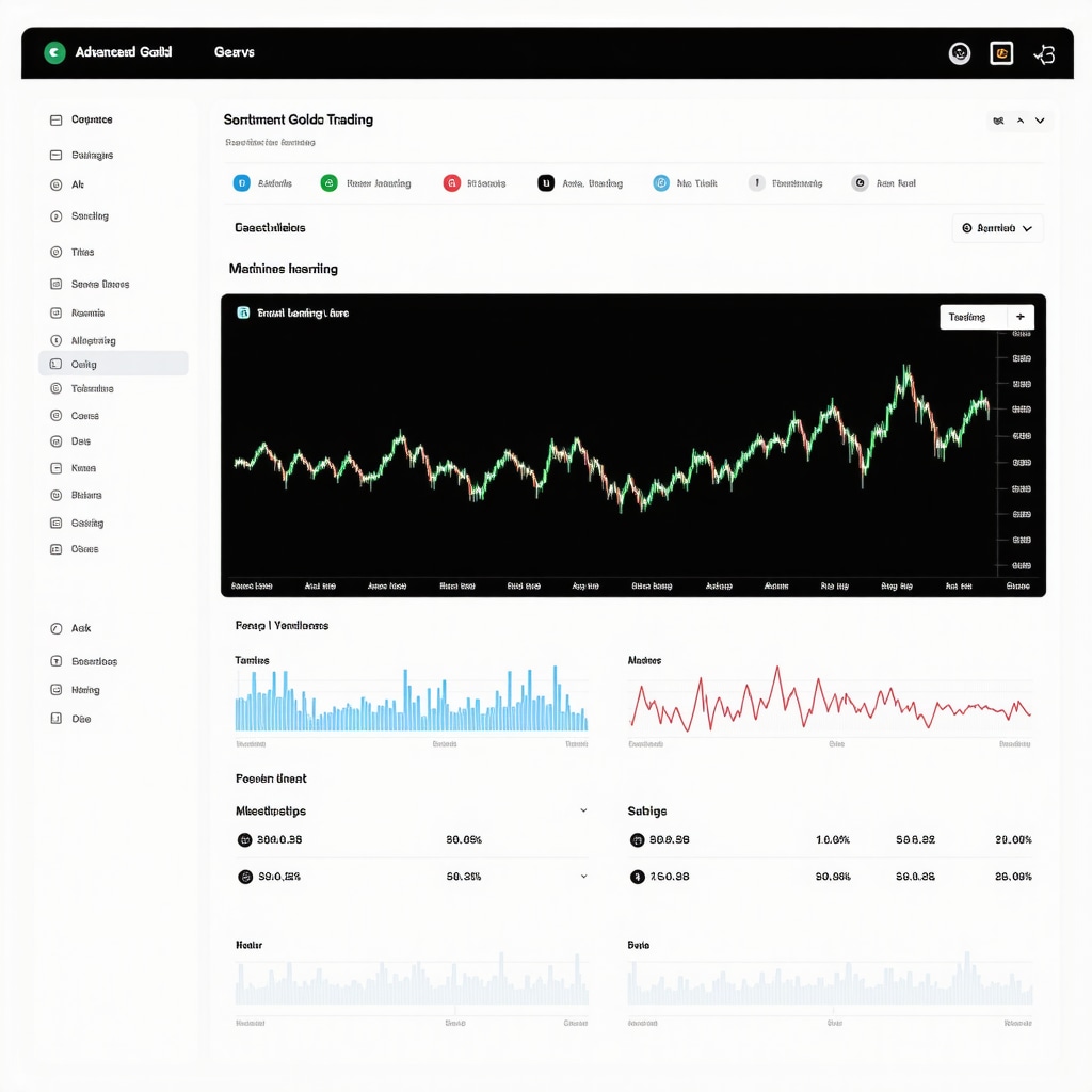 Gold trading interface displaying sentiment analysis and predictive models