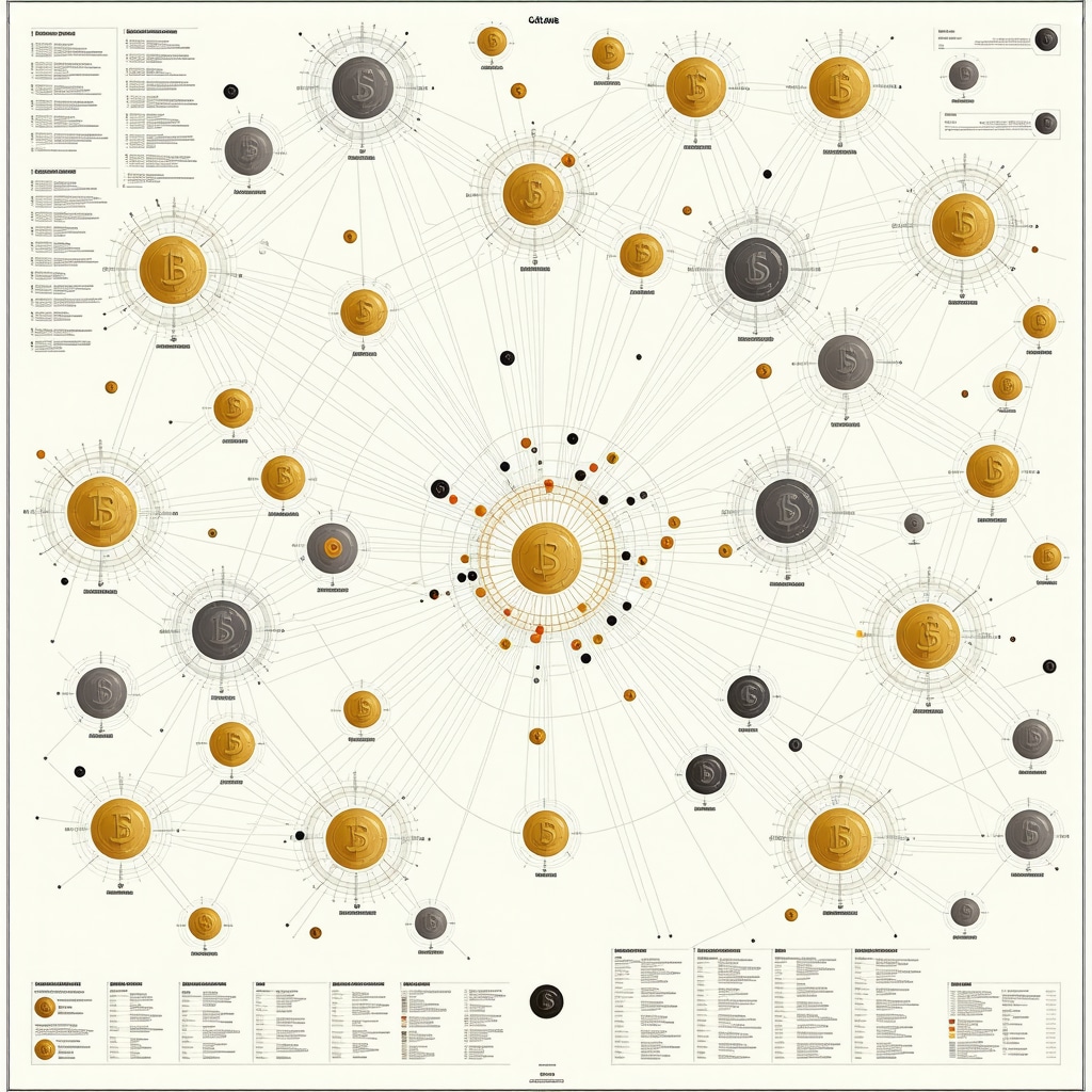 Financial network diagram illustrating intermarket relationships affecting gold prices in 2025.