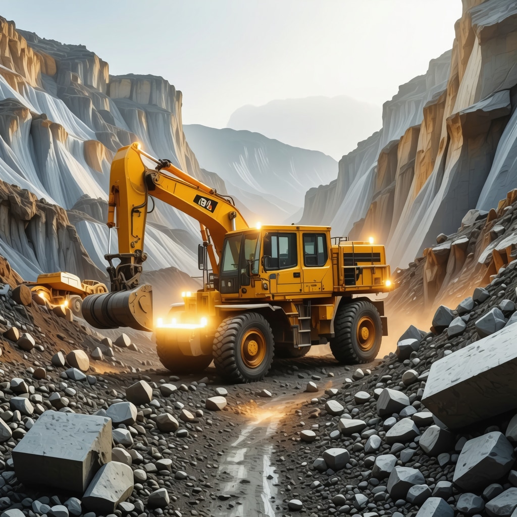 Futuristic gold mining machinery utilizing AI and automation technology