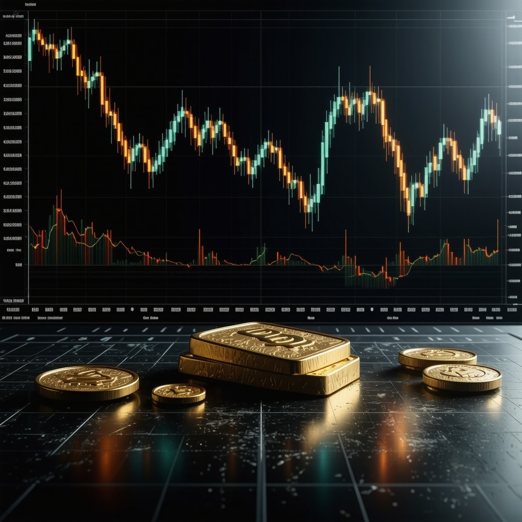 Futuristic digital interface for gold trading with AI and analytics