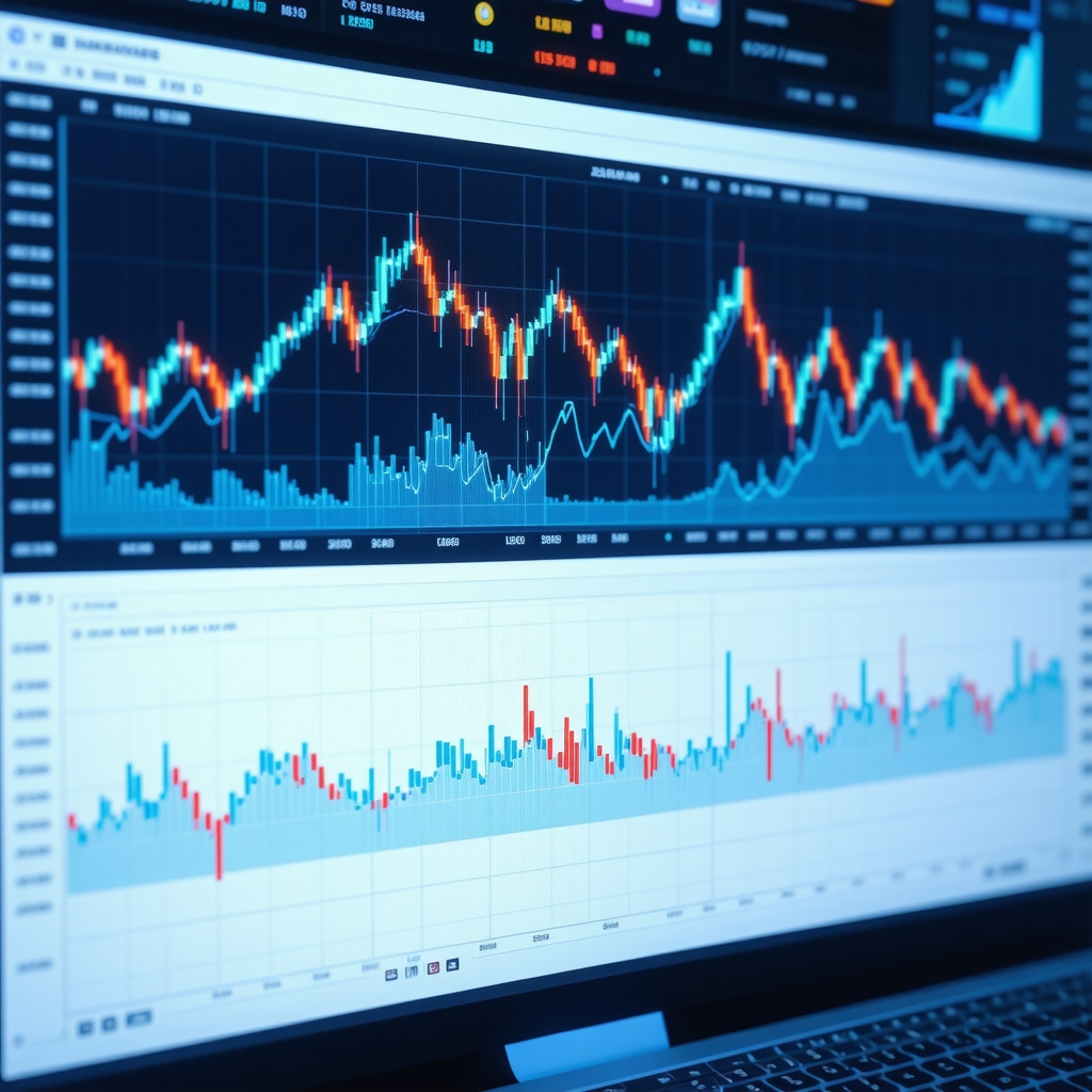 Futuristic digital trading dashboard showing AI and blockchain integration