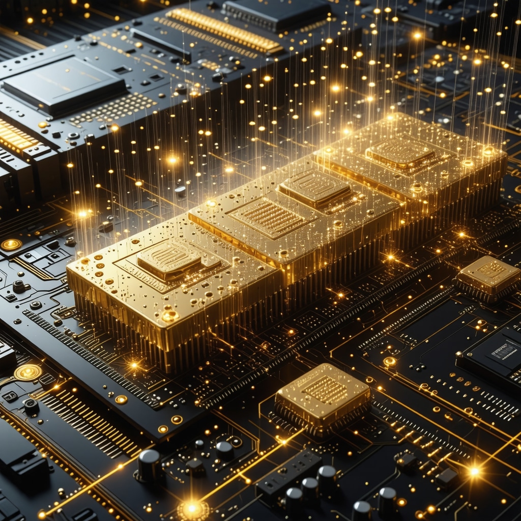Quantum computer processing complex financial data for gold investment predictions