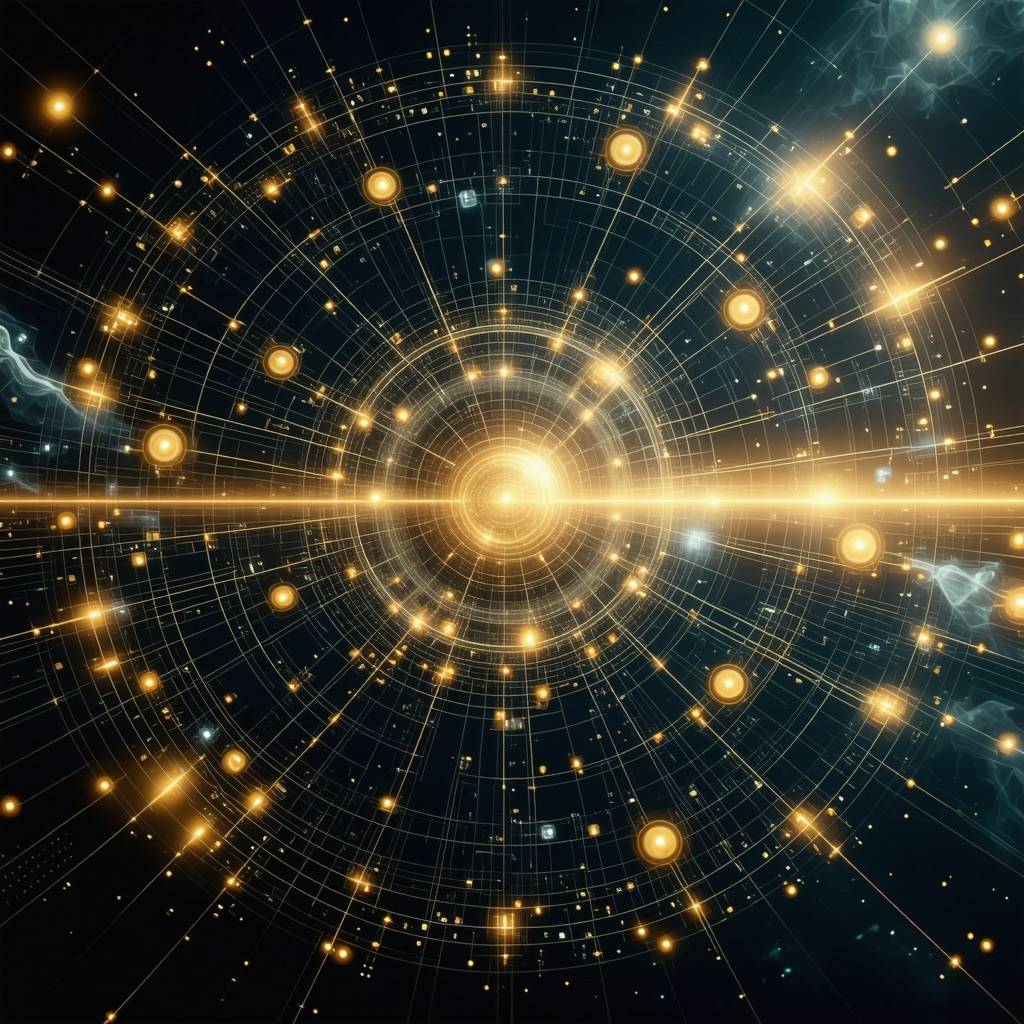 Futuristic quantum computer analyzing gold market data