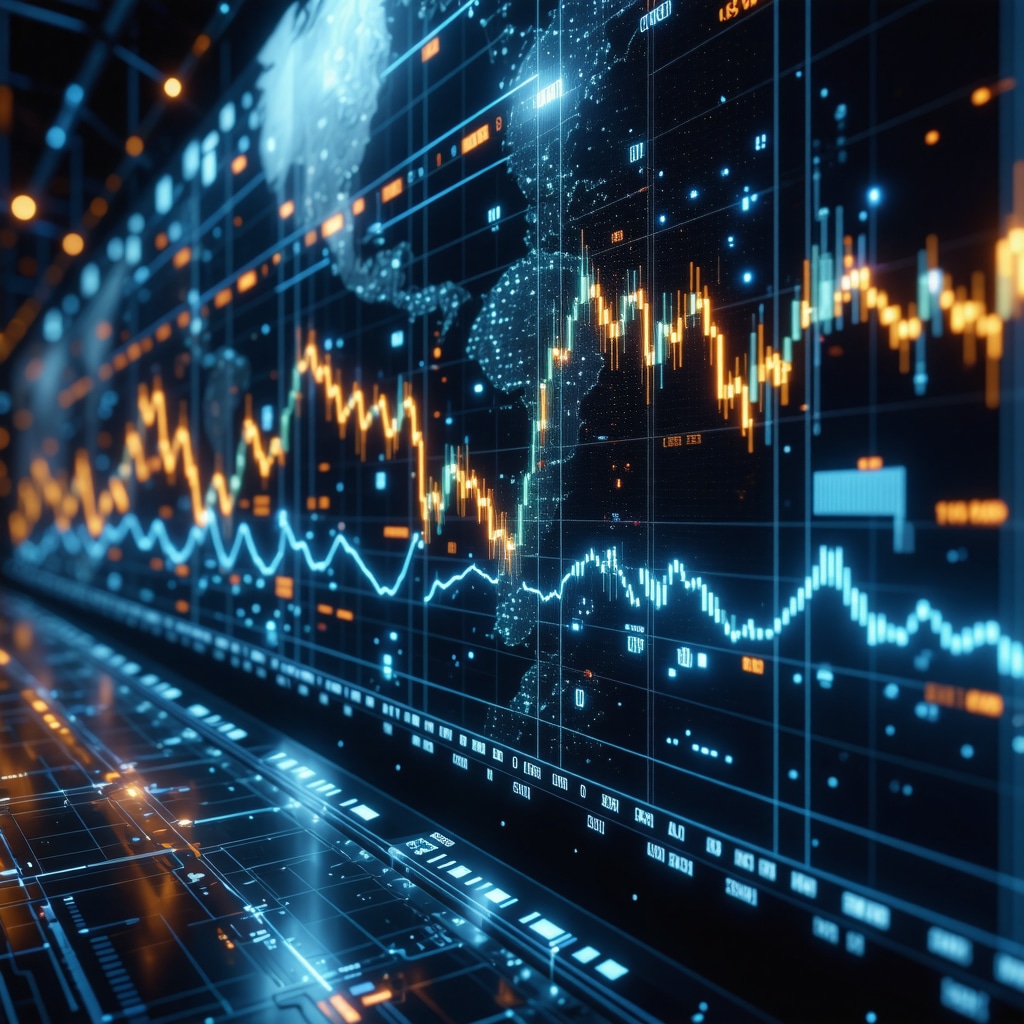 Illustration of AI algorithms analyzing gold market data with neural networks and charts