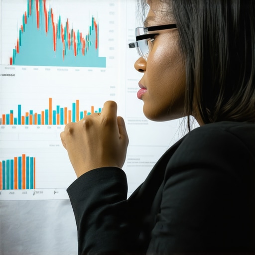 Financial analyst studying gold investment data with charts
