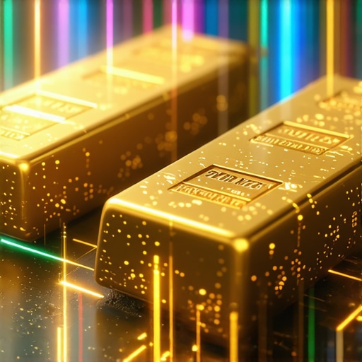 Gold bars with digital blockchain certificates and holographic security features