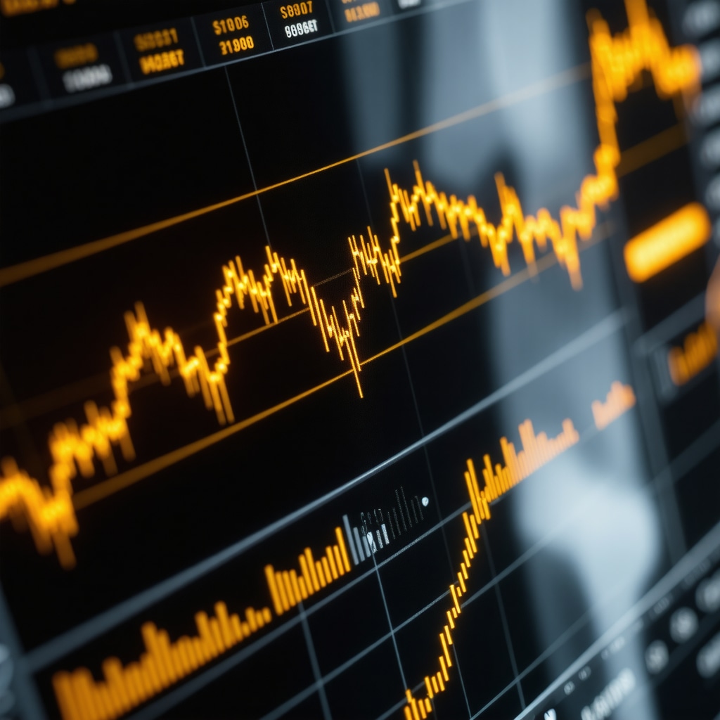 Digital interface illustrating blockchain-based gold assets and market analytics.