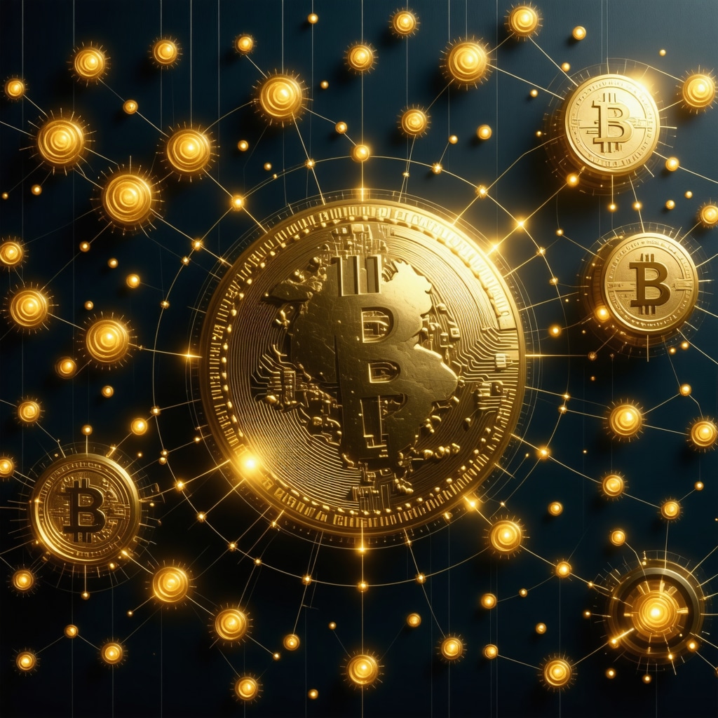 Futuristic blockchain technology visualizing gold supply chain transparency