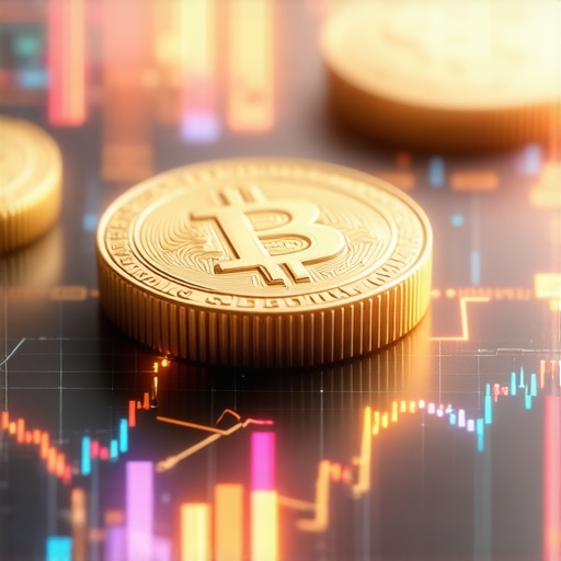 Digital gold tokens on blockchain with financial data overlays