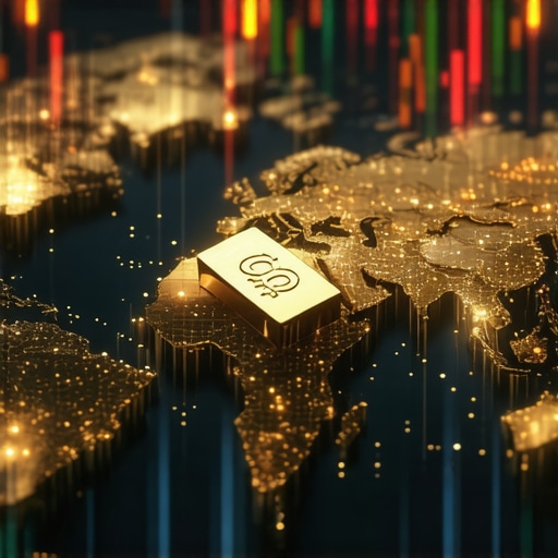 Illustration of blockchain technology integrated with digital gold trading