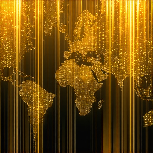 Futuristic digital blockchain technology representing gold investment in 2025