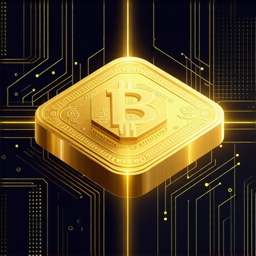 Futuristic digital interface showing blockchain transactions for gold assets
