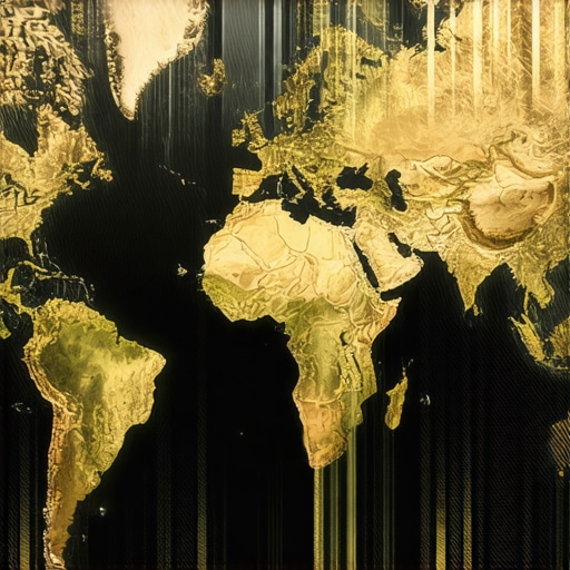 Illustration of central banks holding gold reserves with geopolitical background