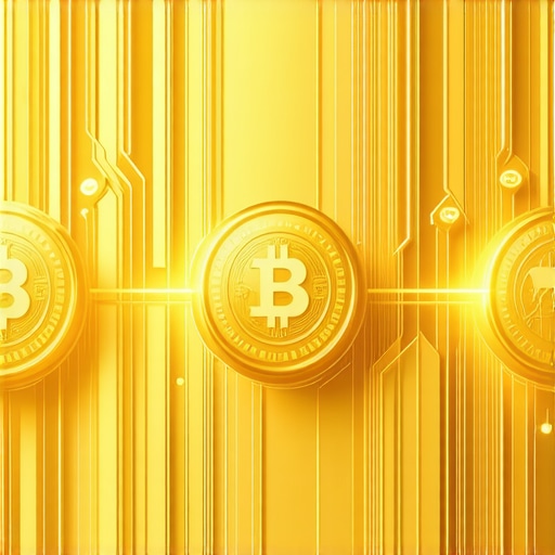 Visual representation of digital gold tokens on blockchain platform