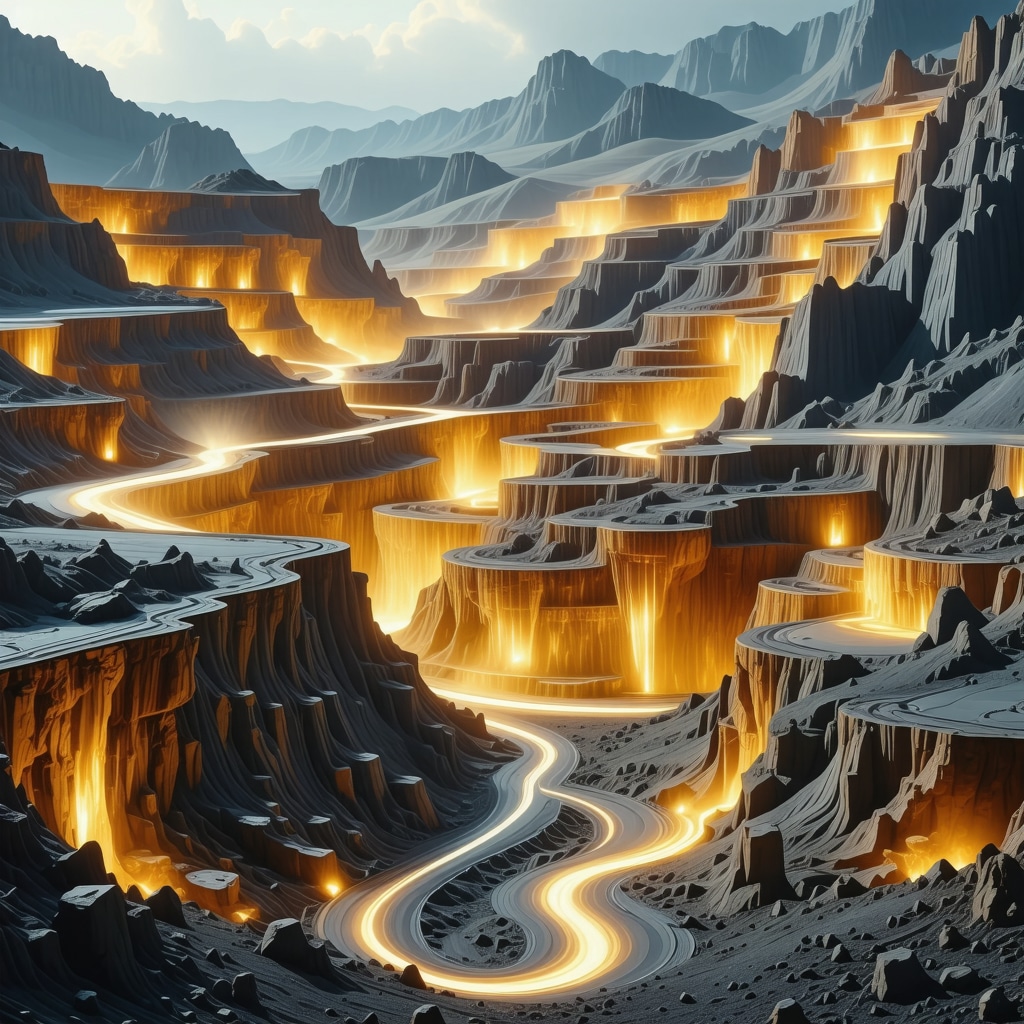 A high-tech digital replica of a gold mining operation showing real-time data and analytics