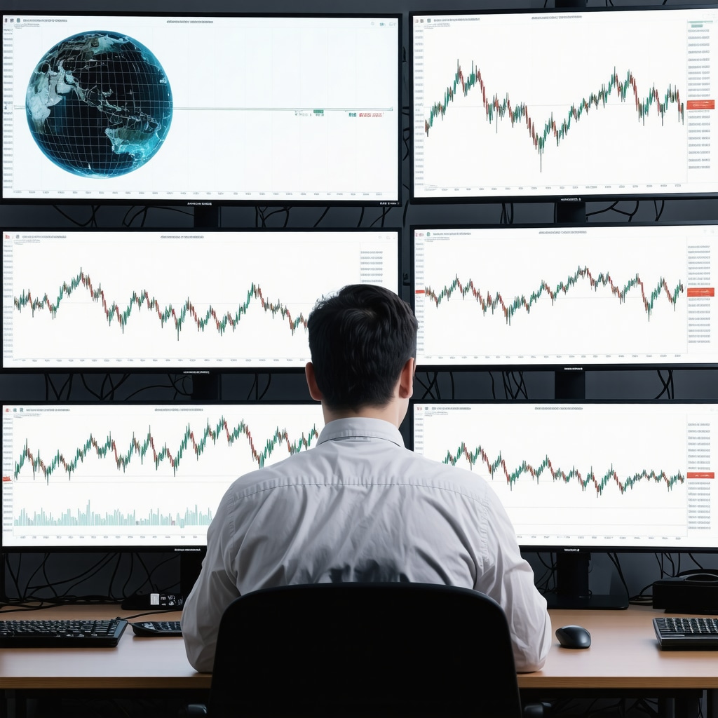 Trader analyzing complex financial data and market anomalies