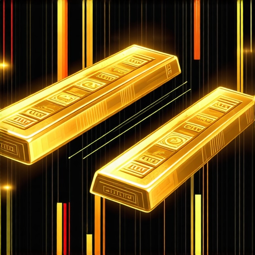 Digital gold trading platform with blockchain interface and secure transaction visuals