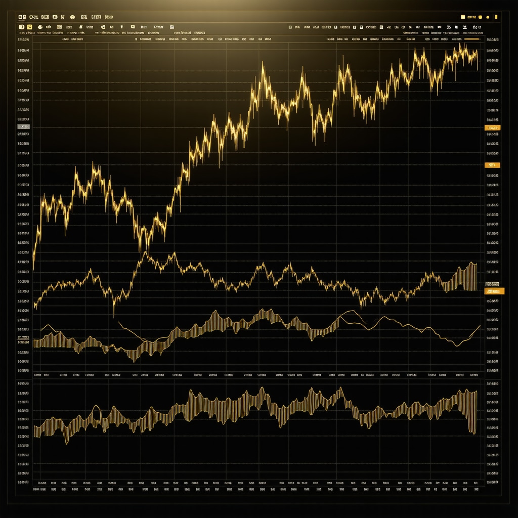 Digital dashboard displaying gold price trends and economic data