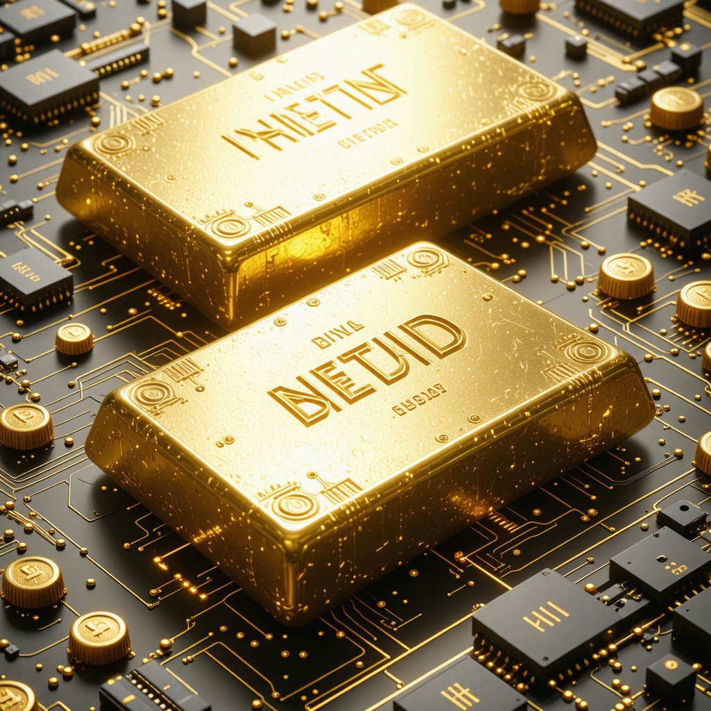 Illustration of gold bars, blockchain, and digital assets representing advanced investment strategies