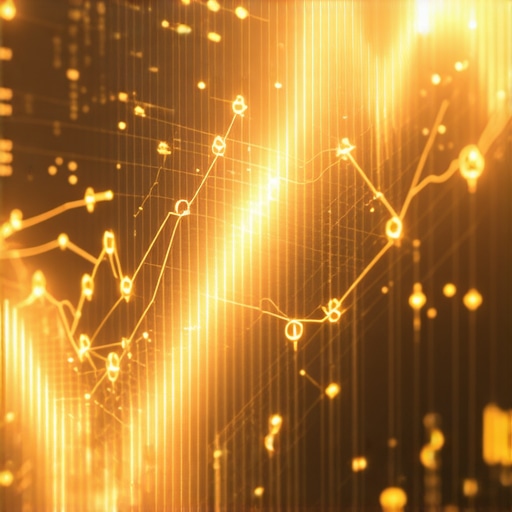 High-tech digital interface with gold market analytics and blockchain visuals