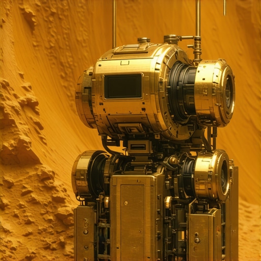 Advanced gold mining machinery using AI and robotics in a high-tech mine