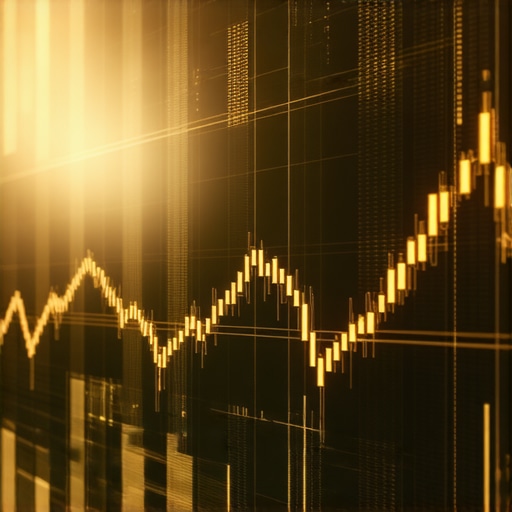High-tech gold trading analysis interface with charts and data