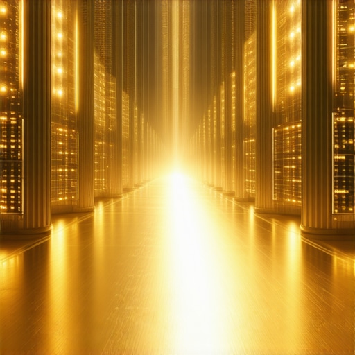 High-tech gold trading environment with digital screens and global data analysis