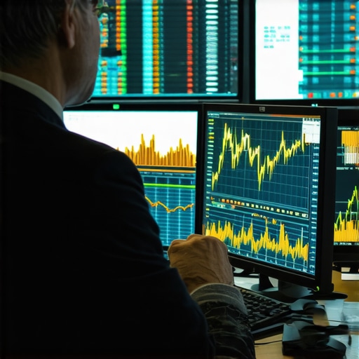 Investor analyzing gold market charts and derivatives in a modern office.