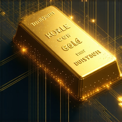 Futuristic digital platform showcasing blockchain security and quantum computing in gold trading