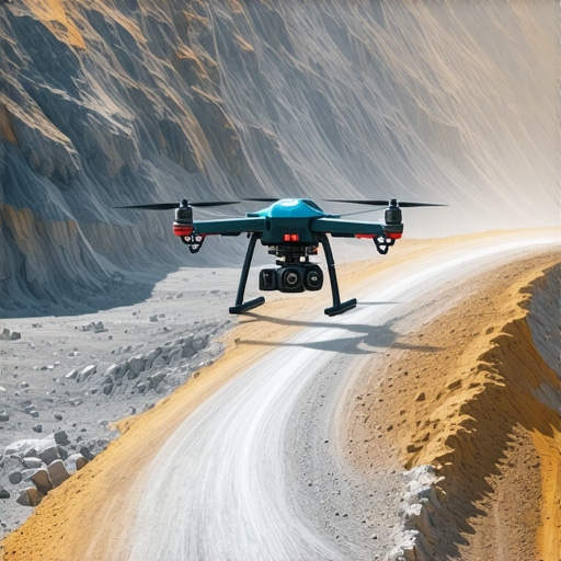 Modern gold mining operation utilizing drones, AI, and renewable energy technologies
