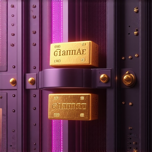 Secure vault with gold bars and blockchain verification technology