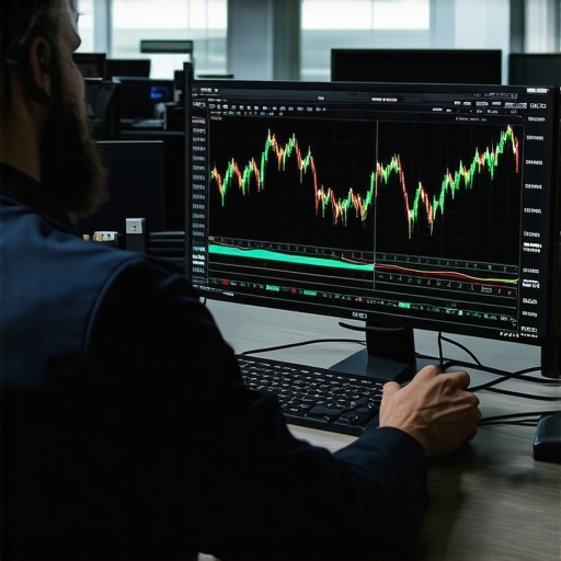 Futuristic algorithmic trading interface displaying real-time analytics and predictive signals