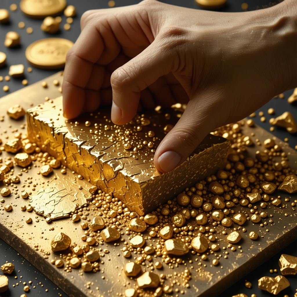Illustration of blockchain-based gold supply chain and digital gold tokens