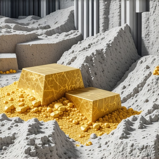 Futuristic gold mining operation with renewable energy and blockchain integration