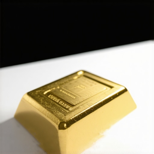 Futuristic digital interface showcasing gold trading with blockchain and AI