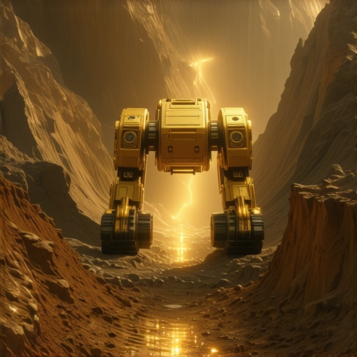 AI robots automating gold extraction at a modern mining site
