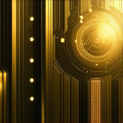 Futuristic gold vault with biometric access and blockchain verification