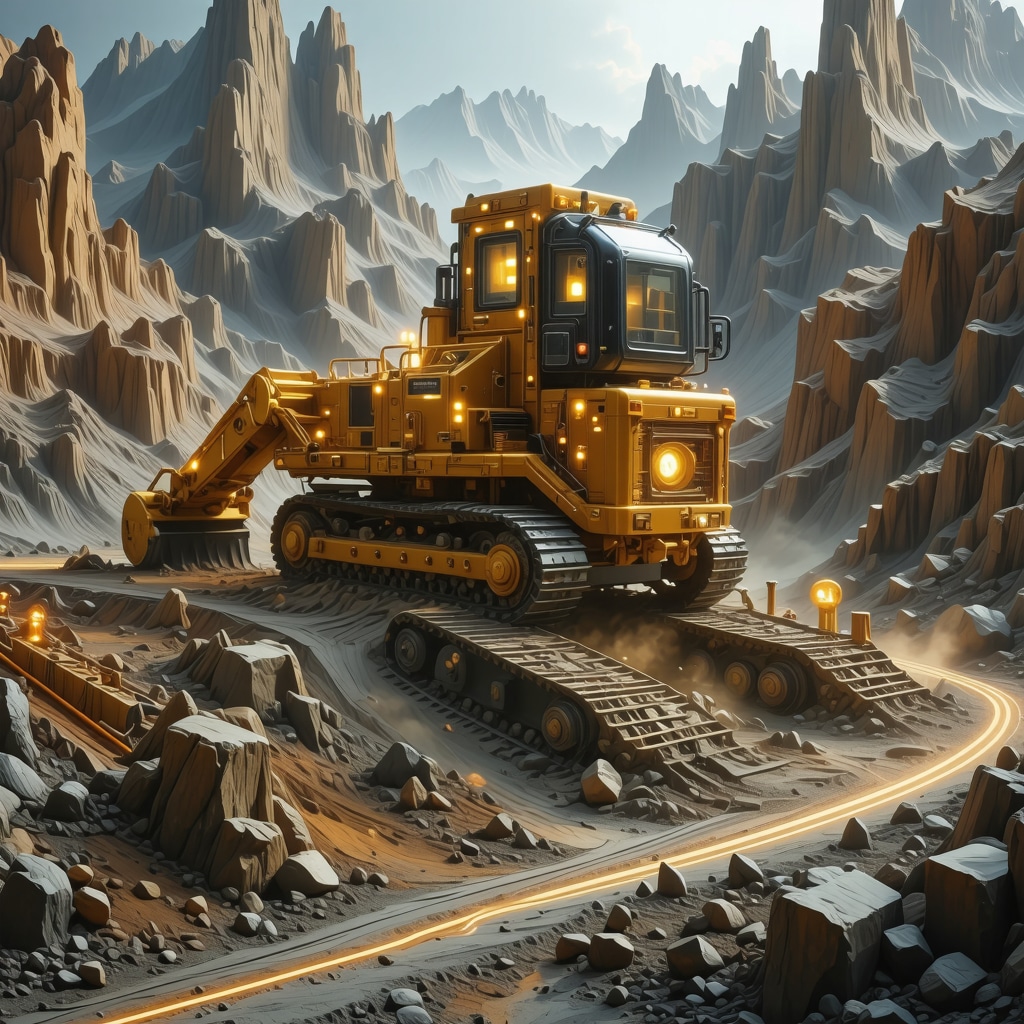 Futuristic gold exploration site employing quantum computing and AI technologies in 2025