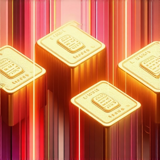 Futuristic digital illustration of quantum computing and blockchain technology enhancing gold trading