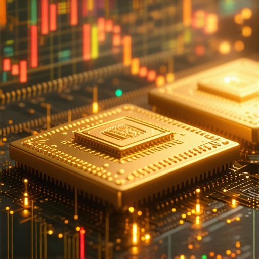 High-tech quantum computer processing data for gold investment analysis