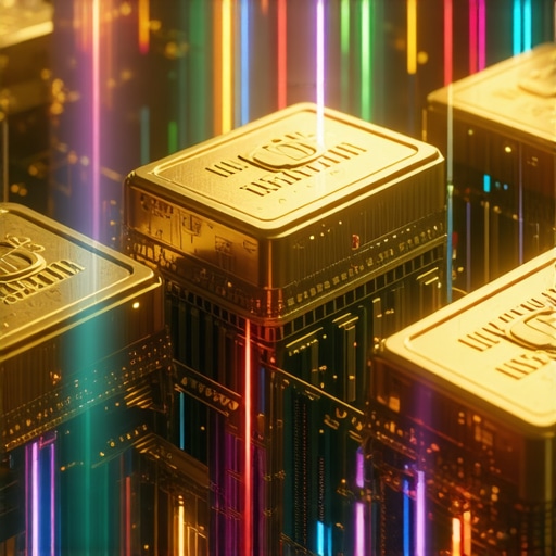 Futuristic quantum computer processing financial data for gold forecasts