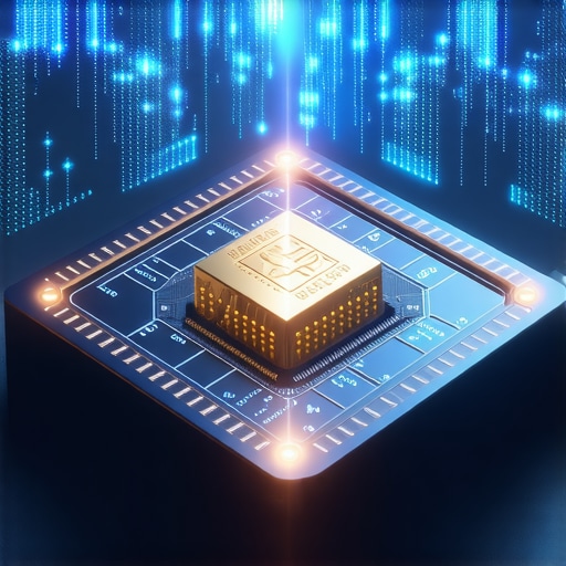Futuristic quantum computer analyzing gold market data with holographic charts