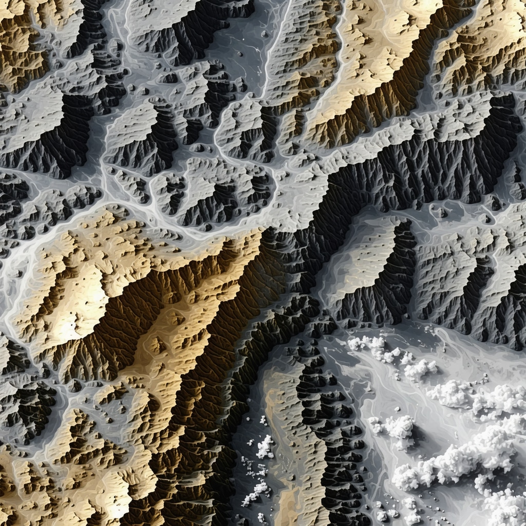 Satellite view of gold mining regions with indicators of potential supply disruptions