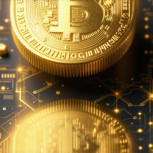 Futuristic digital gold tokens representing blockchain-based assets