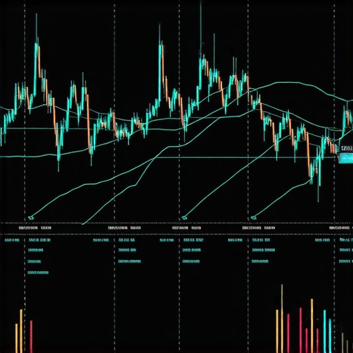 Futuristic visualization of financial data, neural networks, and analytics tools.