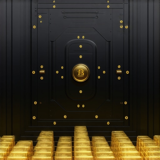 Modern gold vault integrated with blockchain technology for secure gold storage
