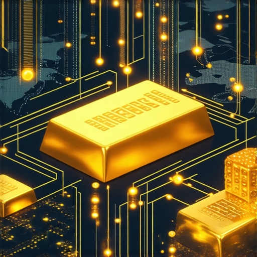 Futuristic digital vault with blockchain technology protecting gold assets
